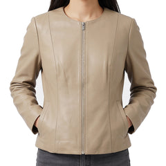 Women's Beige Leather Jacket