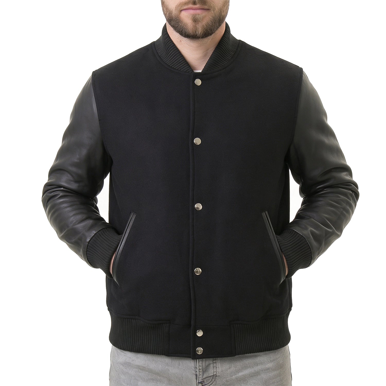 Black Hybrid Varsity Jacket