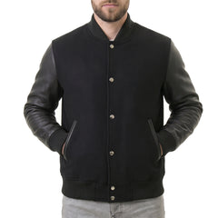 Black Hybrid Varsity Jacket