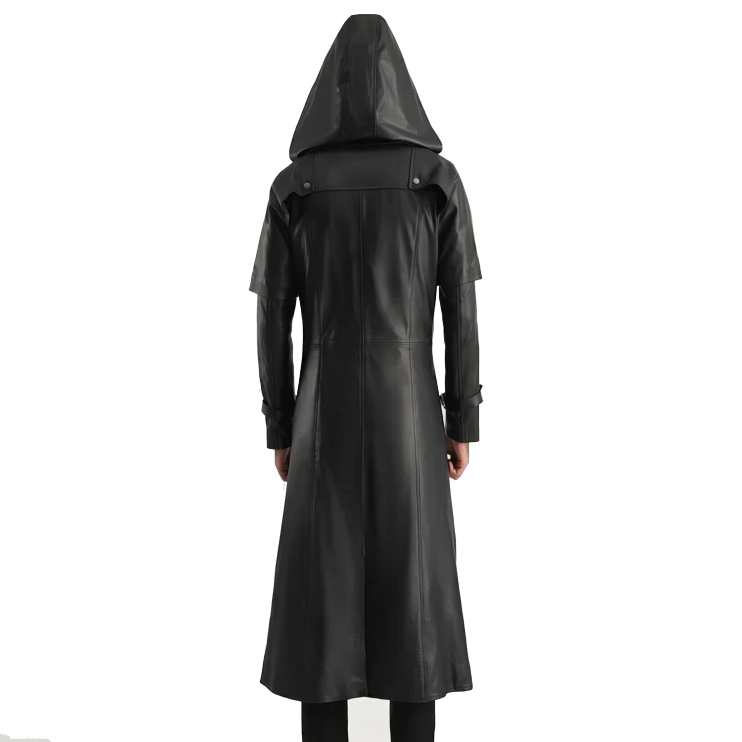 Hooded Leather Trench Coat