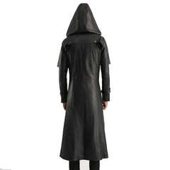 Hooded Leather Trench Coat