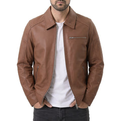 Lavendard Brown Biker Leather Jacket