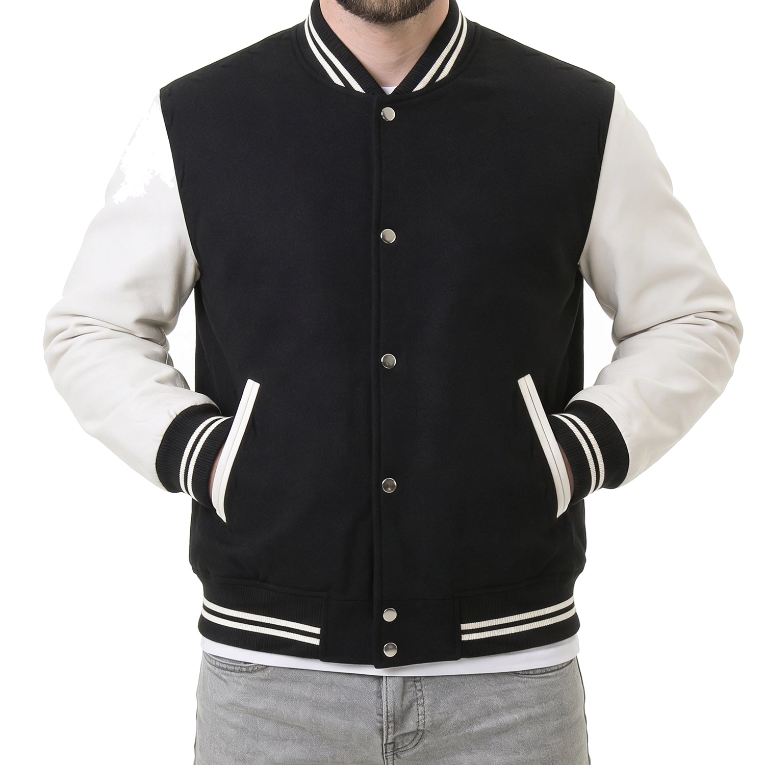 Black & White Hybrid Varsity Jacket