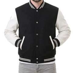 Black & White Hybrid Varsity Jacket