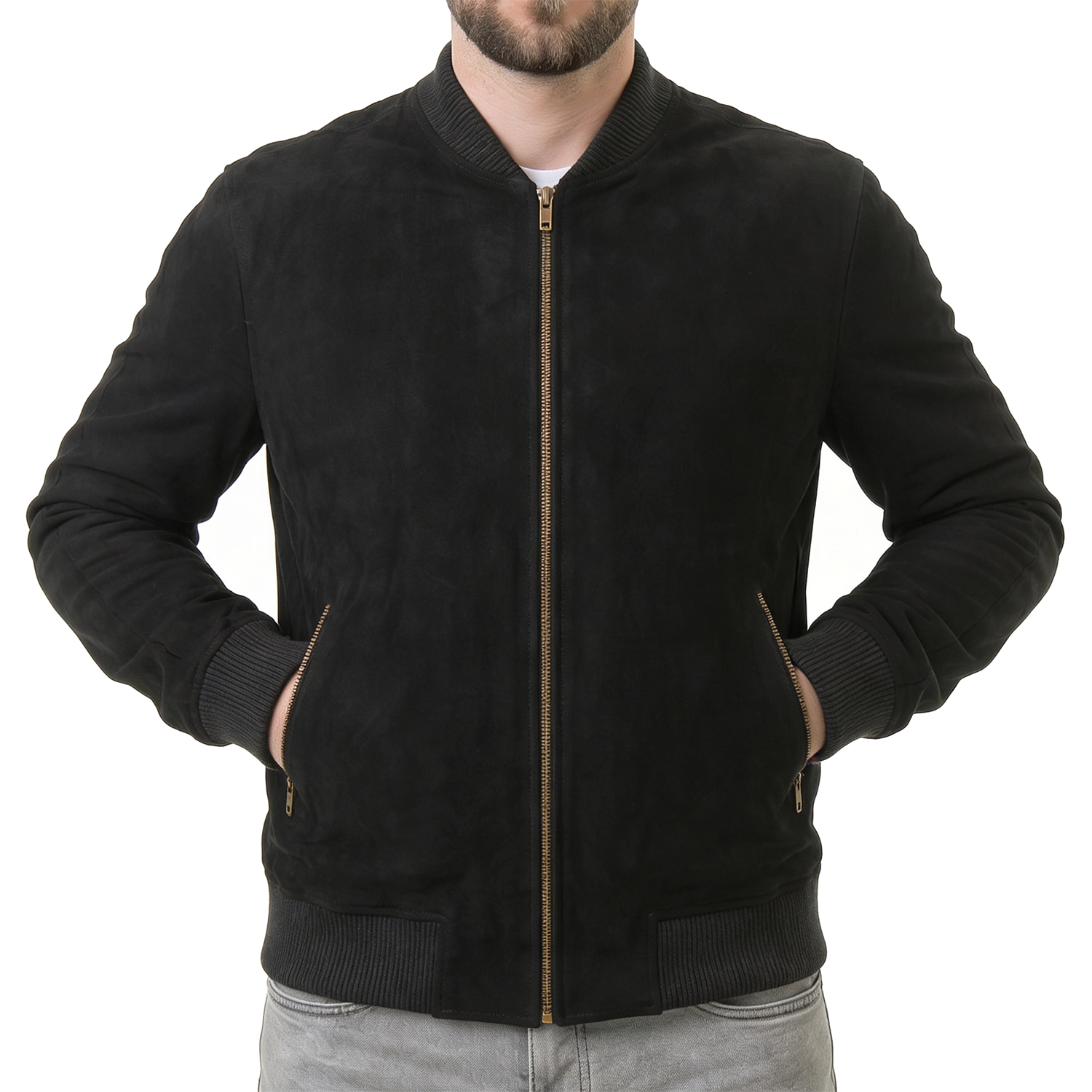 Black Suede Bomber Jacket