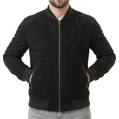 Black Suede Bomber Jacket