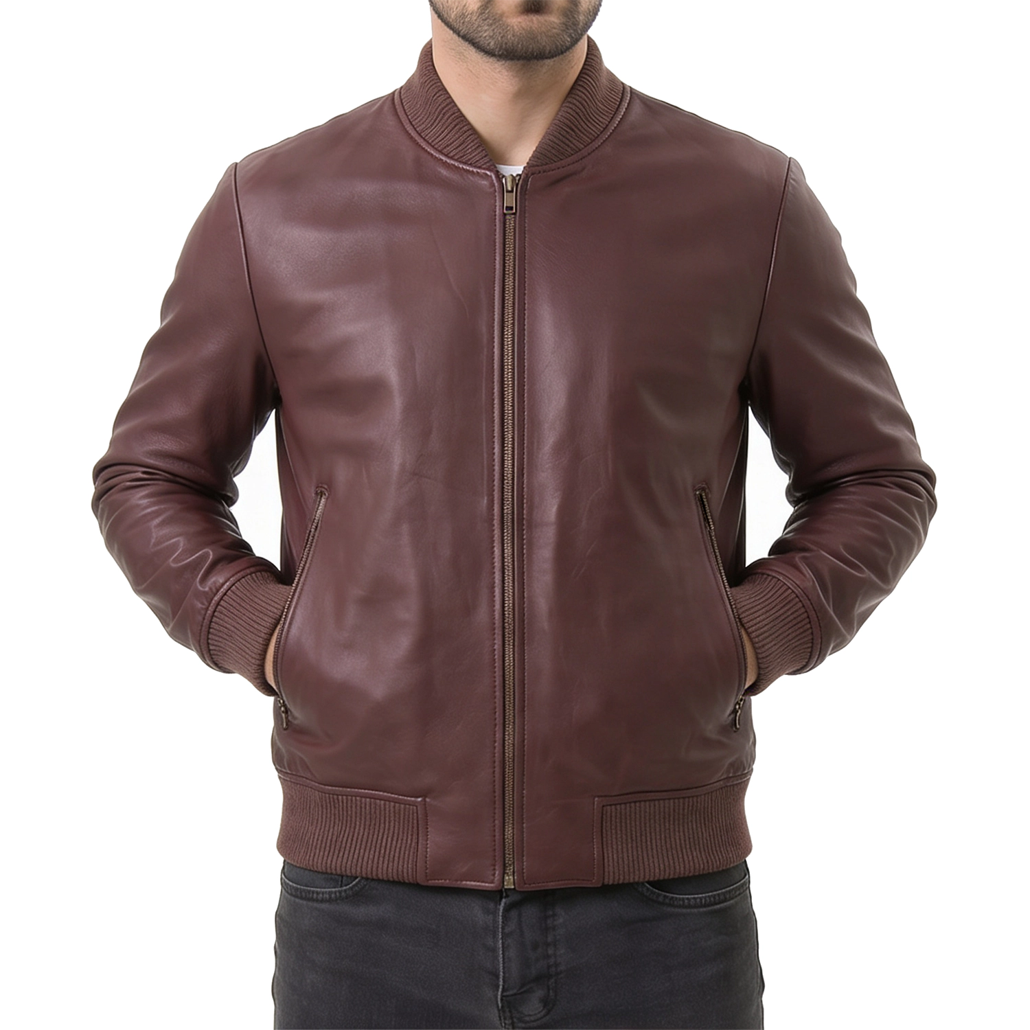 Maroon Suede Bomber Jacket