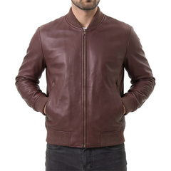 Maroon Suede Bomber Jacket