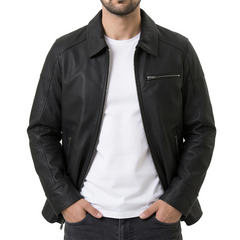 Lavendard Black Biker Leather Jacket
