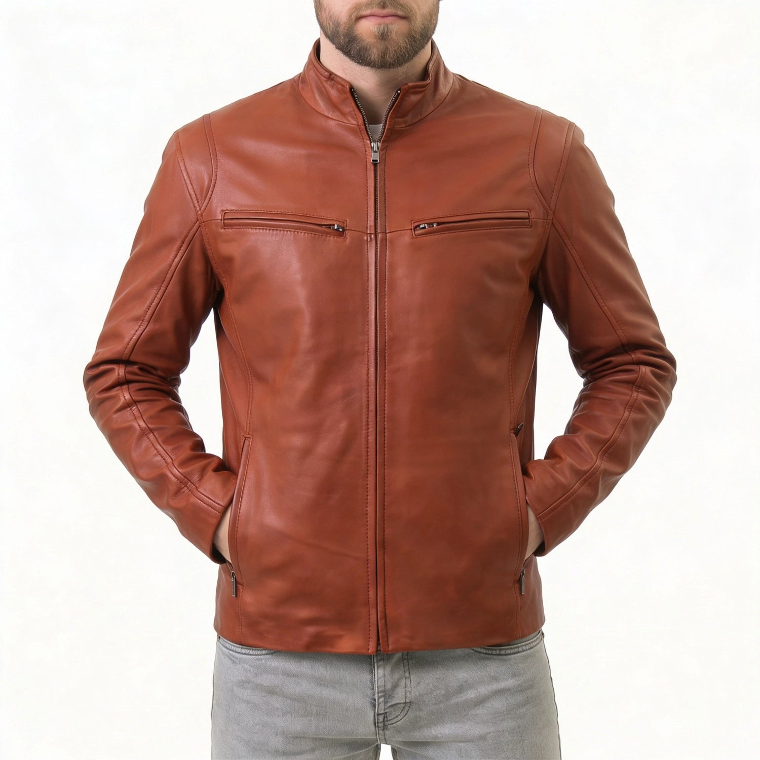 Tan - Brown Leather Jacket