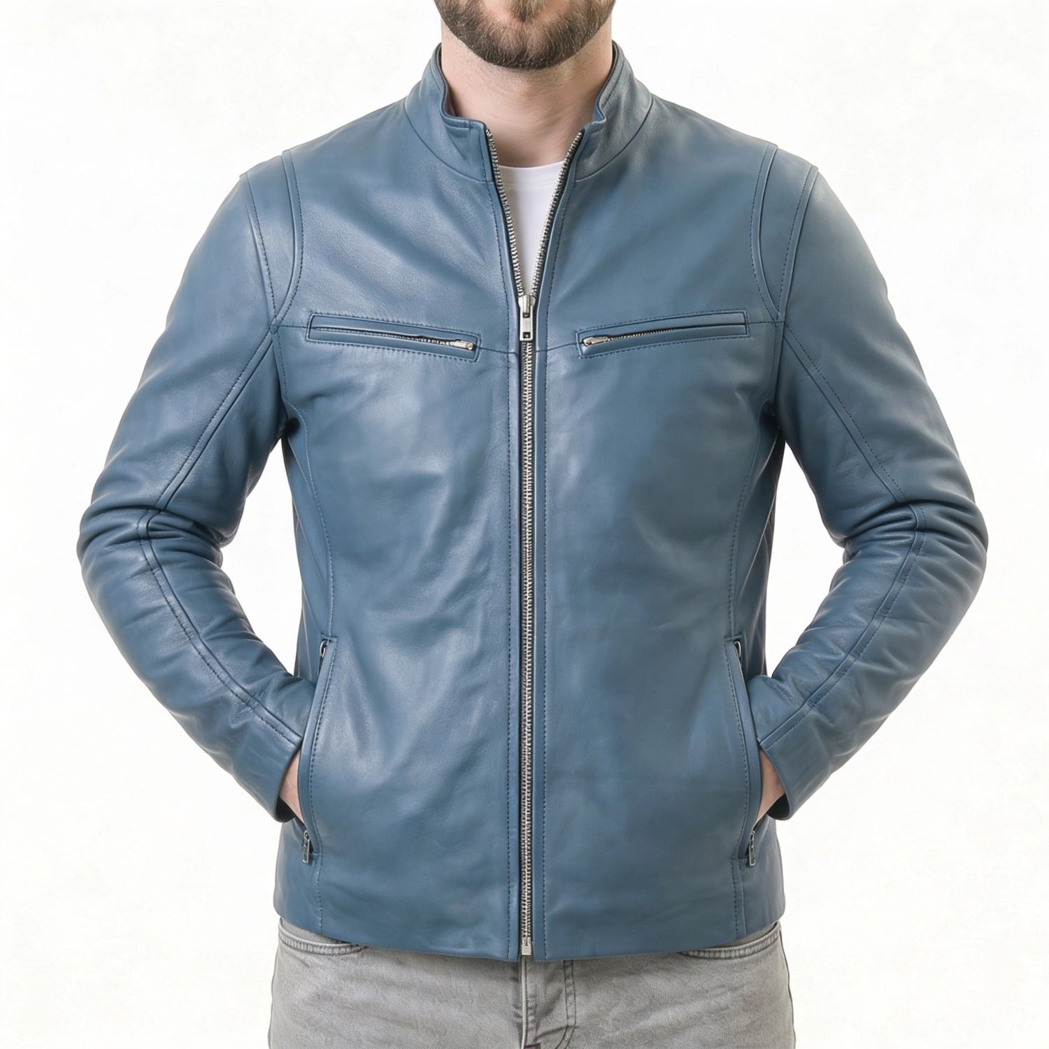 Blue Leather Jacket