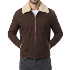 Brown Bomber Suede Leather Jacket