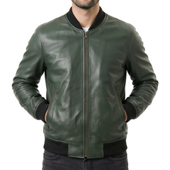 Green Suede Bomber Jacket