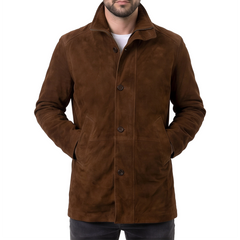 Suede Brown Long Leather Jacket