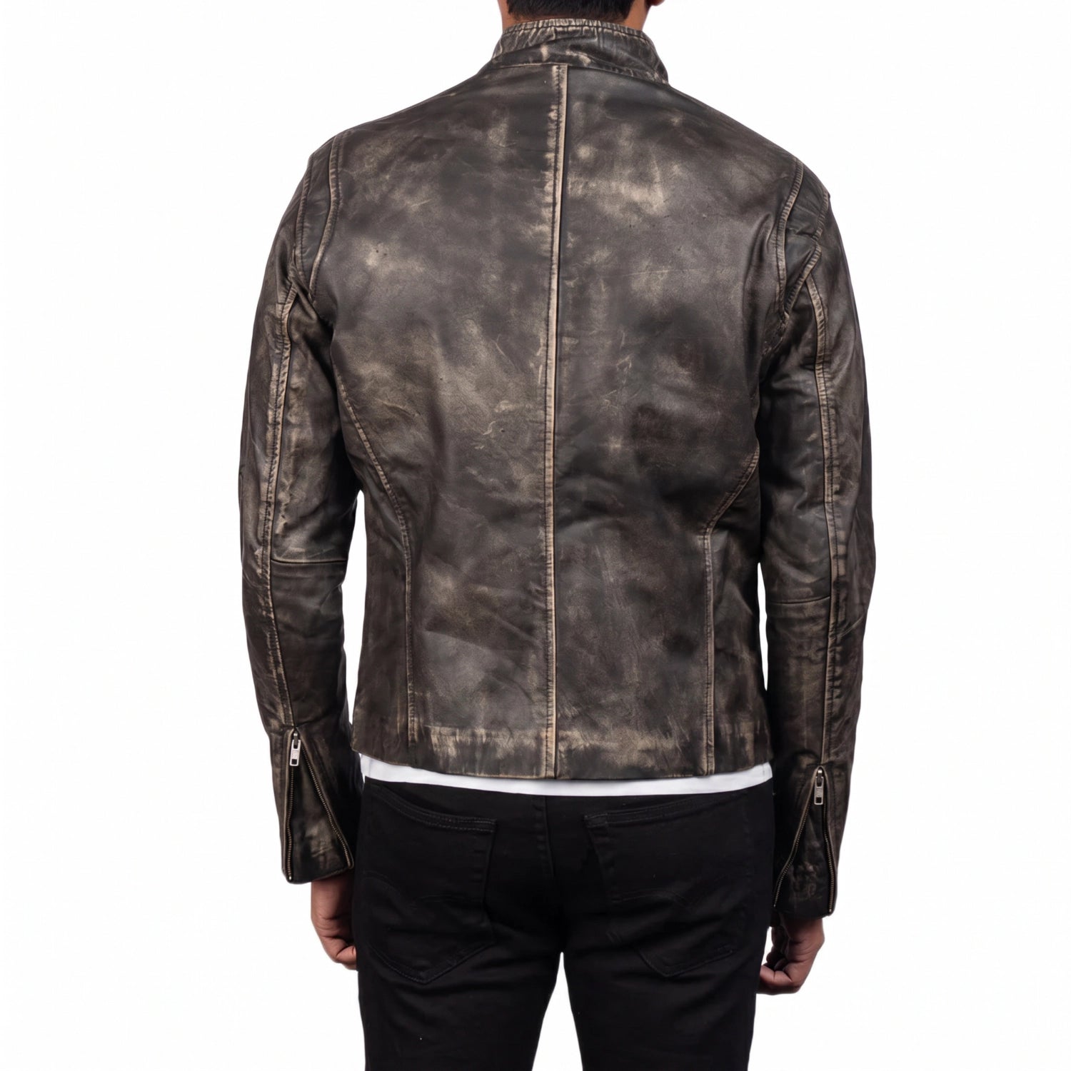 Distressed Brown Leather Jacket