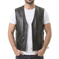 Brandon Black Leather Vest