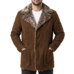 Brown Leather Coat with Fur
