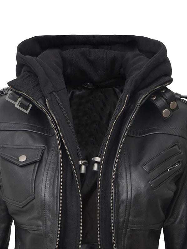 Edinburgh Women Black Bomber Leather Jacket