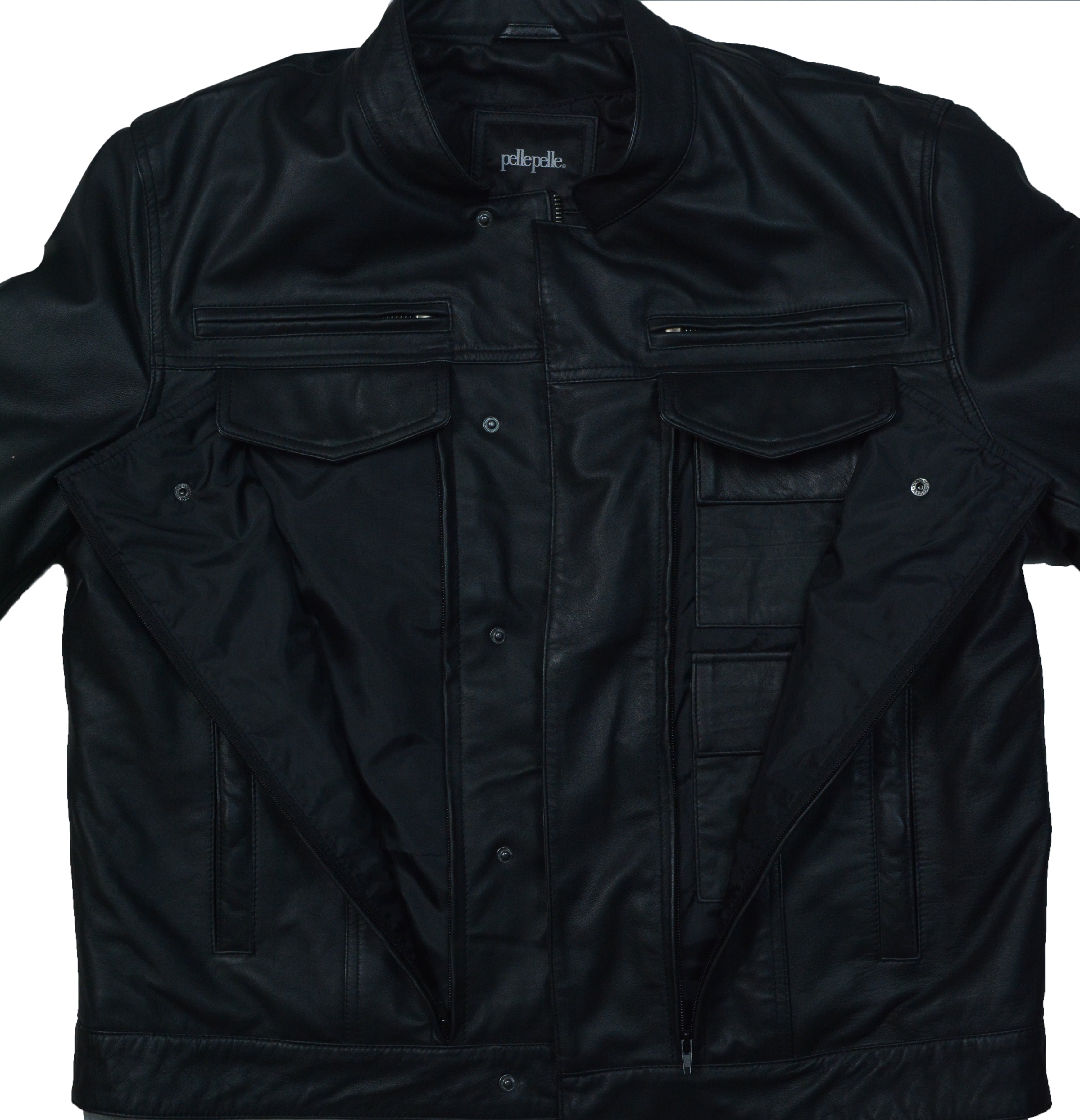 Pelle Pelle Black Biker Jacket -Modern Utility Motorcycle Jacket