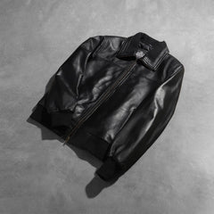 Air Rolf Urban Black Leather Bomber Jacket