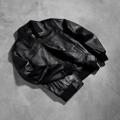 Air Rolf Urban Black Leather Bomber Jacket