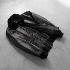 Airin G-1 Leather Bomber Jacket Black