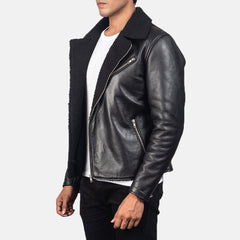 Alberto Leather Jacket Shearling Black
