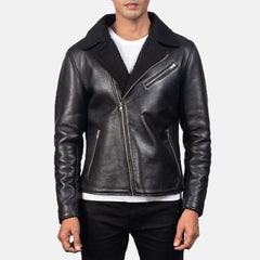 Alberto Leather Jacket Shearling Black