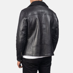 Alberto Leather Jacket Shearling Black
