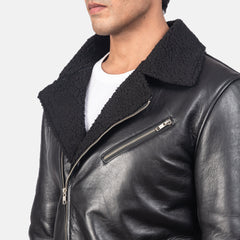 Alberto Leather Jacket Shearling Black