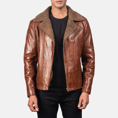 Alberto Leather Jacket Shearling Brown