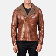 Alberto Leather Jacket Shearling Brown