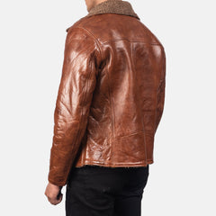 Alberto Leather Jacket Shearling Brown