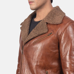 Alberto Leather Jacket Shearling Brown