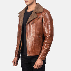 Alberto Leather Jacket Shearling Brown