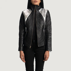 Alia Leather Biker Jacket Metallic Black