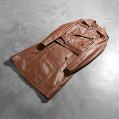 Alice Leather Coat Brown Double Breasted