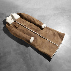 Alina Leather Coat Shearling Brown