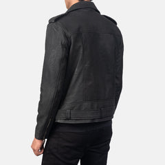 Allaric Alley Leather Biker Jacket Distressed Black