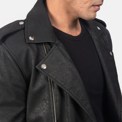 Allaric Alley Leather Biker Jacket Distressed Black
