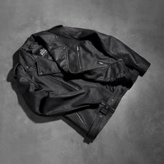 Allaric Alley Leather Biker Jacket Distressed Black
