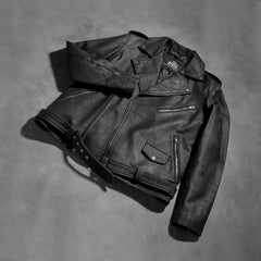 Allaric Alley Leather Biker Jacket Distressed Black