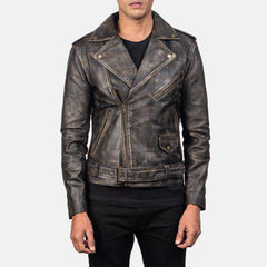 Allaric Alley Leather Biker Jacket Distressed Brown