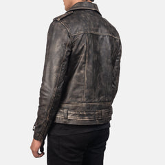 Allaric Alley Leather Biker Jacket Distressed Brown