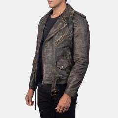 Allaric Alley Leather Biker Jacket Distressed Brown
