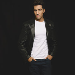 Alyson Leather Blazer Black