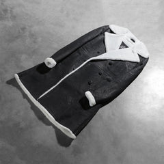 Amie Leather Coat Black Double Breasted Shearling