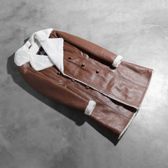 Amie Leather Coat Brown Double Breasted Shearling