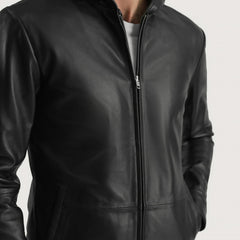 Andy Leather Jacket Matte Black Hooded
