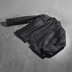 Austere Matte-Finish Black Leather Biker Jacket